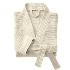 Peignoir de bain gaze de coton S/M Gaïa Beige pampa