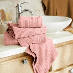 Peignoir de bain gaze de coton S/M Gaïa Rose pêche