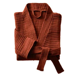 Peignoir de bain gaze de coton S/M Gaïa Terracotta