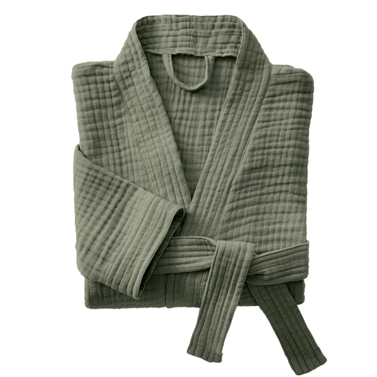 Peignoir de bain gaze de coton S/M Gaïa Vert romarin