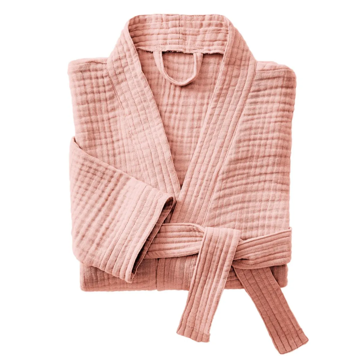 Peignoir de bain gaze de coton L/XL Gaïa Rose pêche