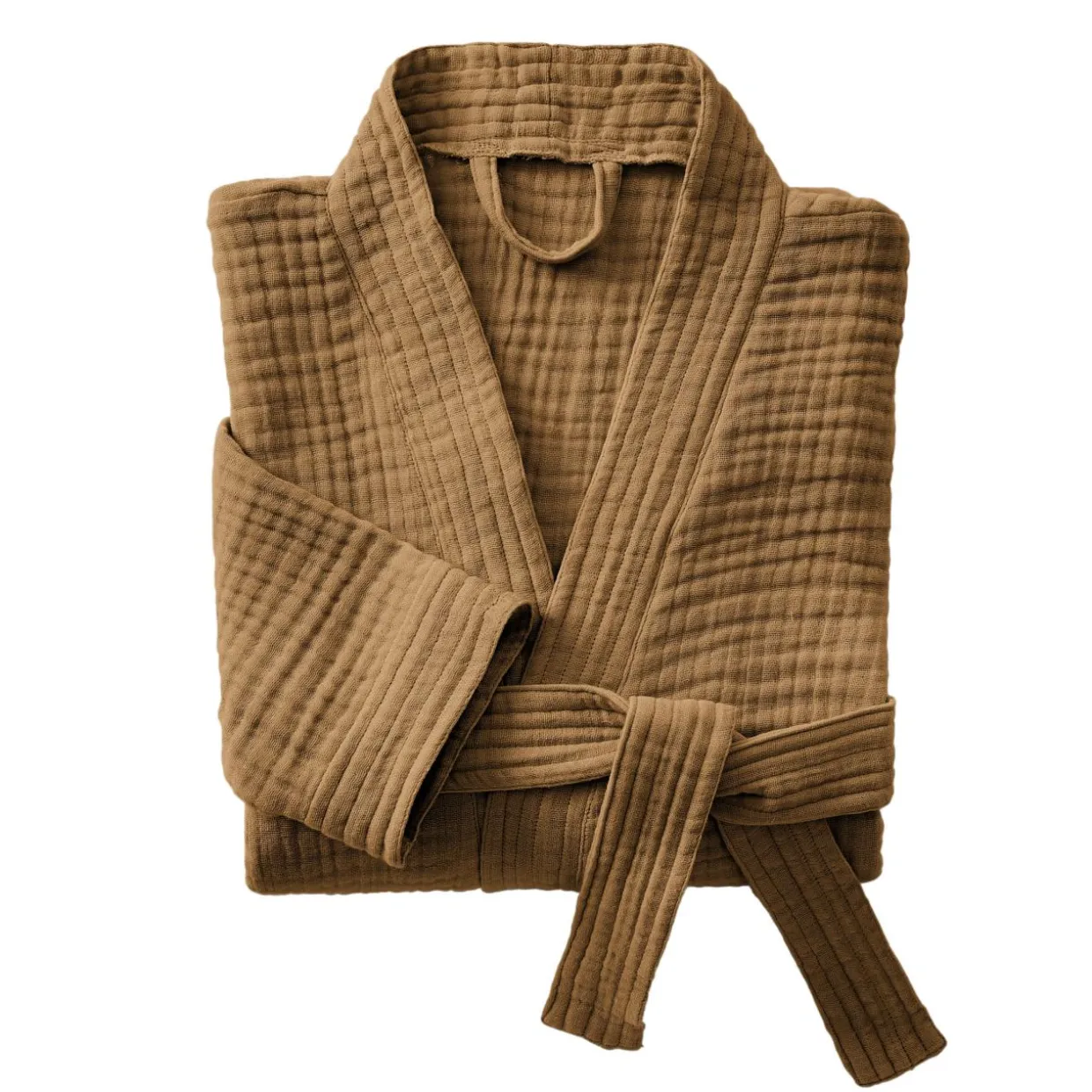 Peignoir de bain gaze de coton S/M Gaïa Camel
