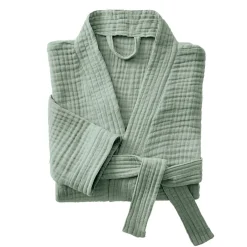 Peignoir de bain gaze de coton S/M Gaïa Vert eucalyptus