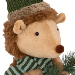 Peluche jambes téléscopiques (H95 cm) Hérisson de la forêt Beige et vert