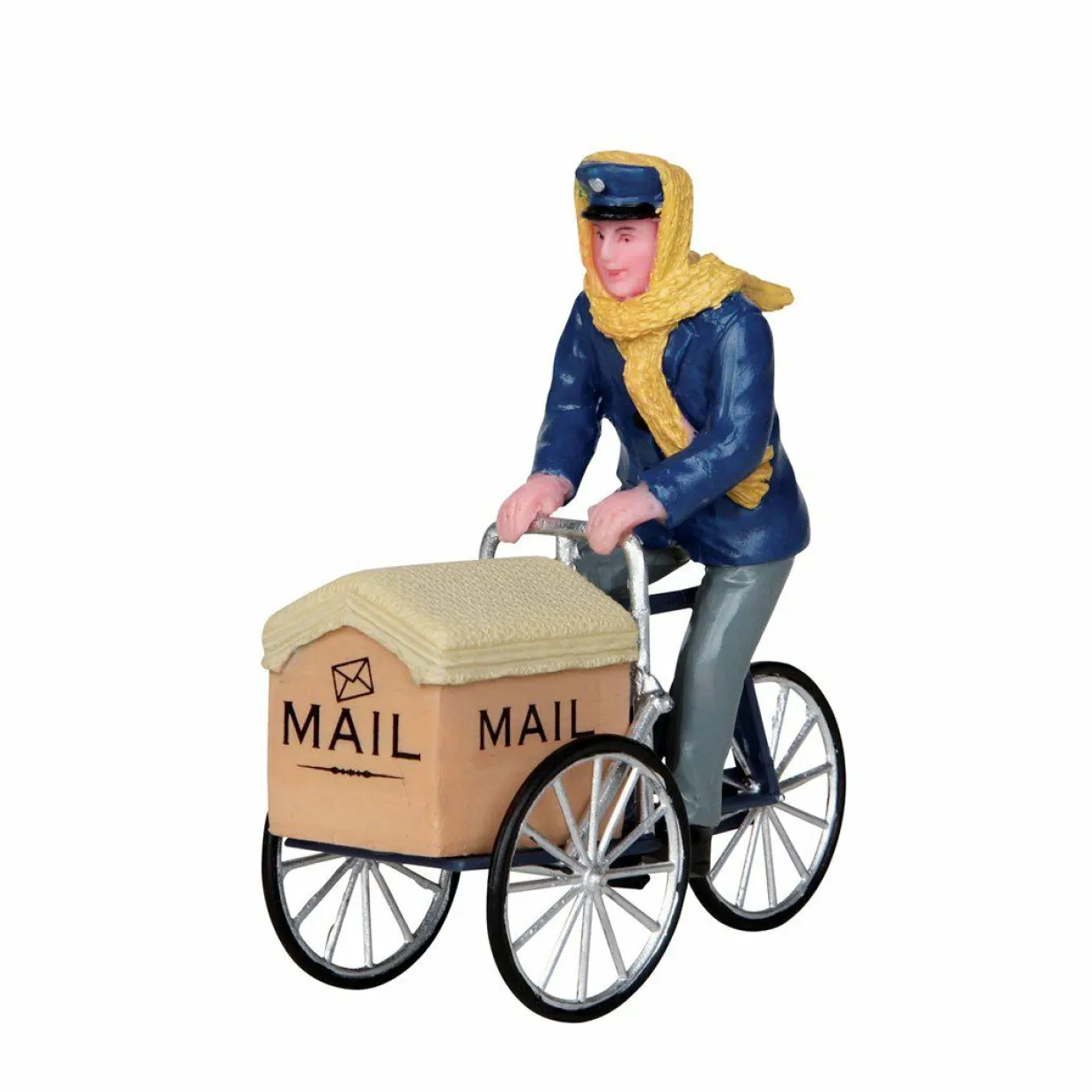 Personnage Lemax Postier en vélo