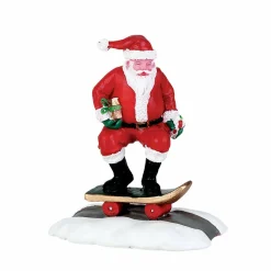 Personnage Lemax Père Noël en skate