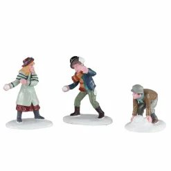 Personnages Lemax (Lot de 3) Bataille dans la neige