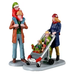 Personnages Lemax Shopping en famille pour les fêtes de fin d'année