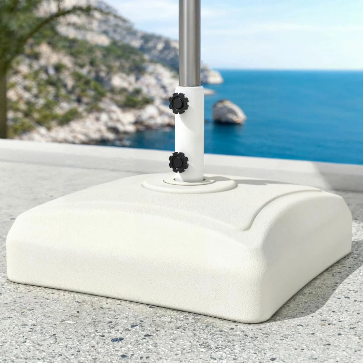 Pied de parasol carré universel à remplir 32L Blanc