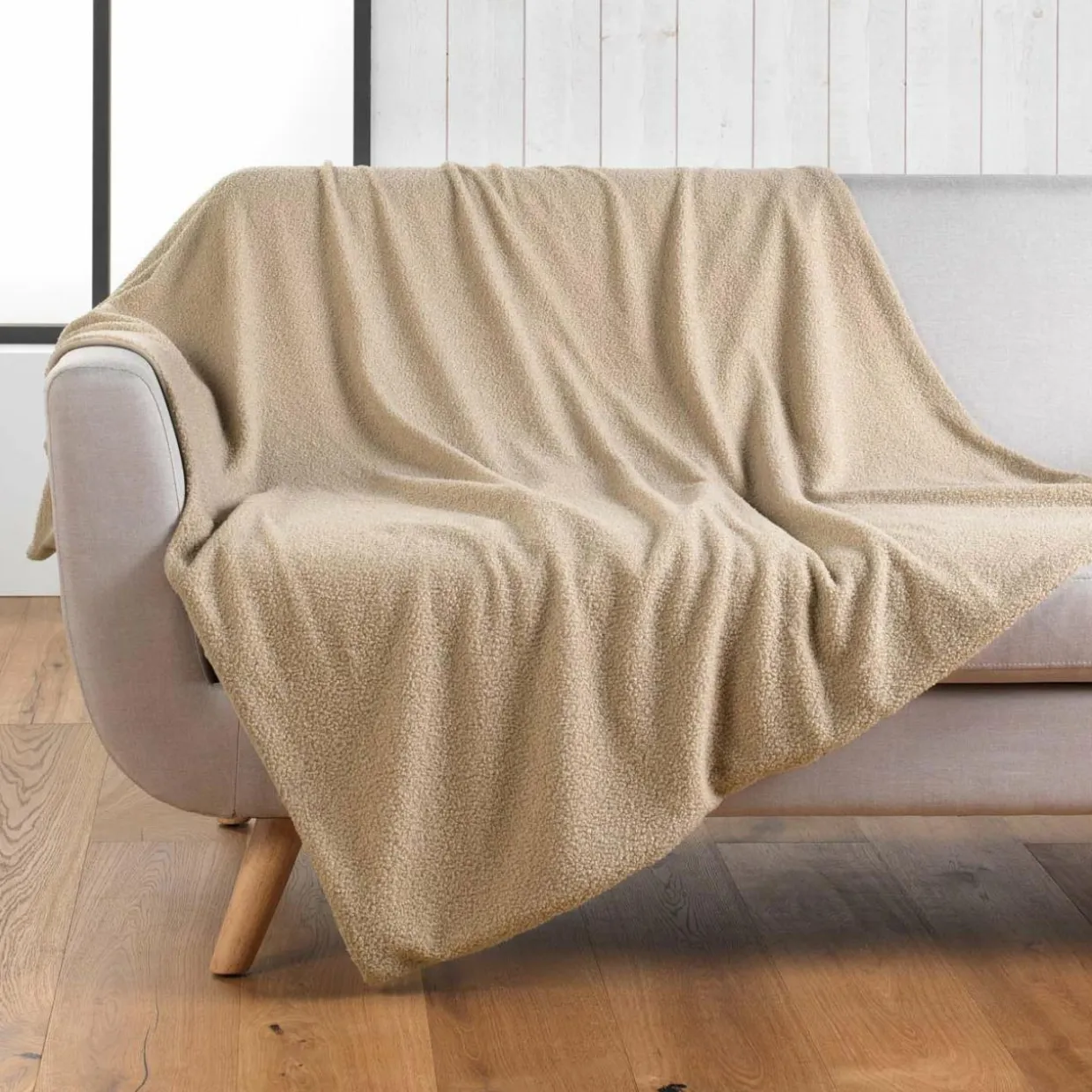 Plaid bouclette (125 x 150 cm) Wooly Beige