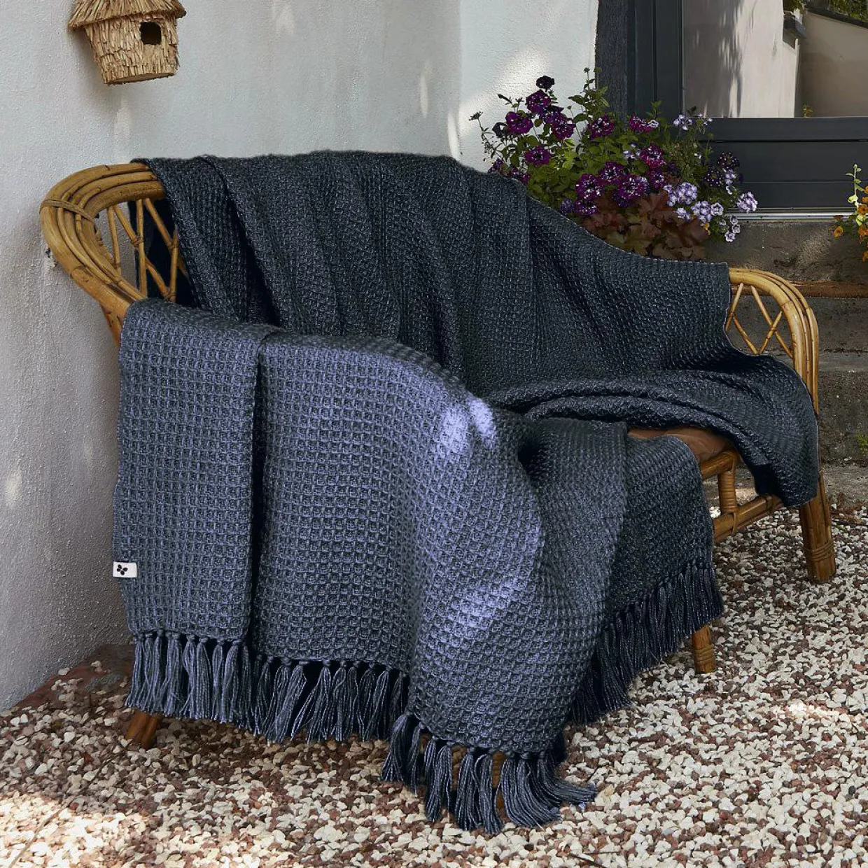 Plaid canapé matière recyclée (180 x 220 cm) Gabin Bleu nuit