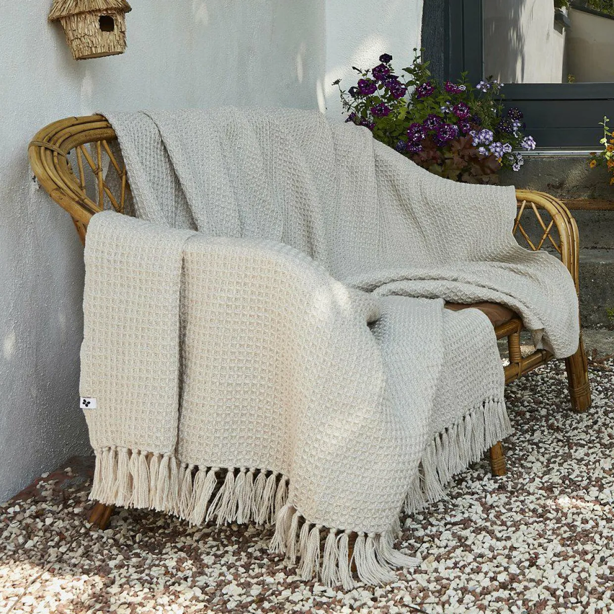 Plaid canapé matière recyclée (180 x 220 cm) Gabin Beige pampa