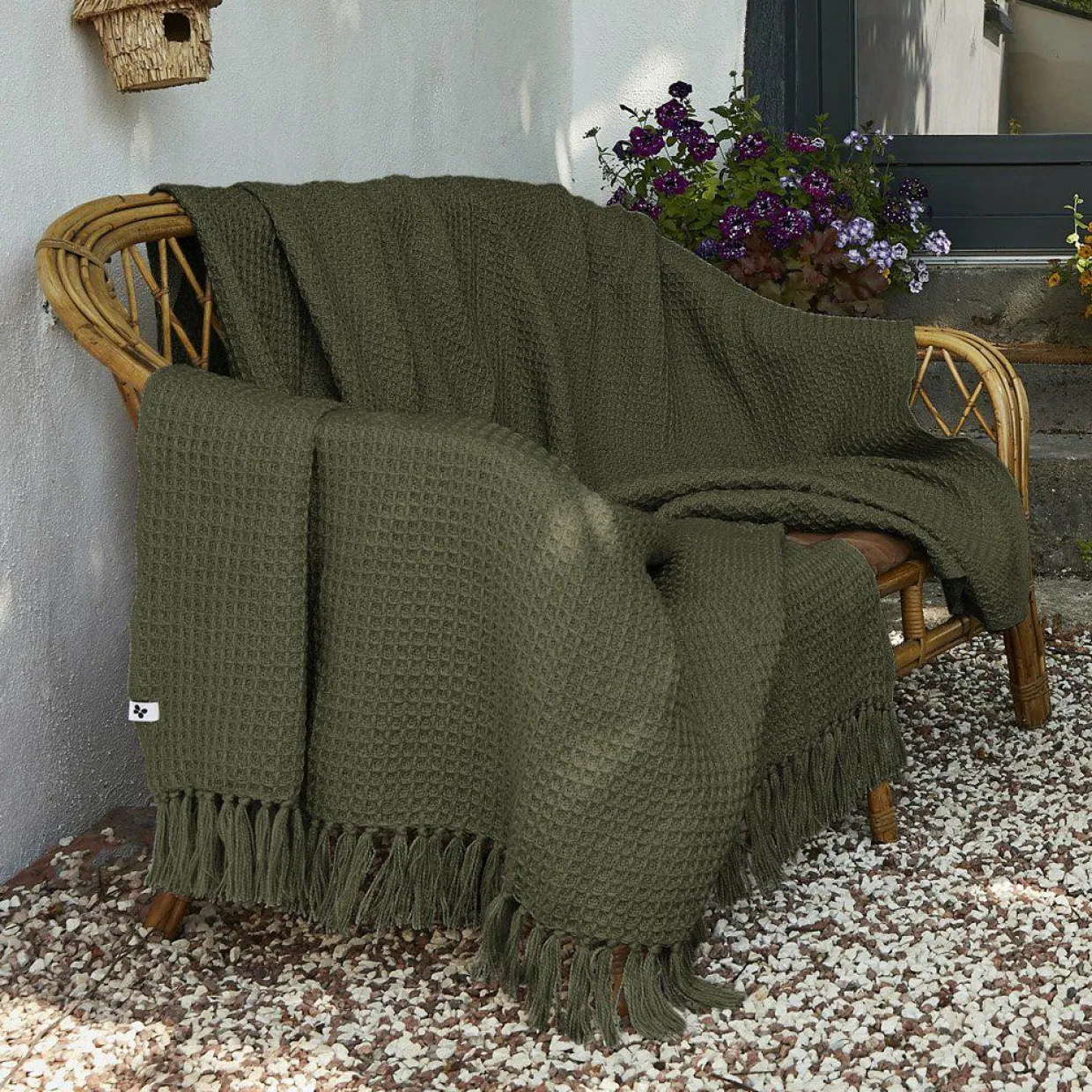Plaid canapé matière recyclée (180 x 220 cm) Gabin Vert thym