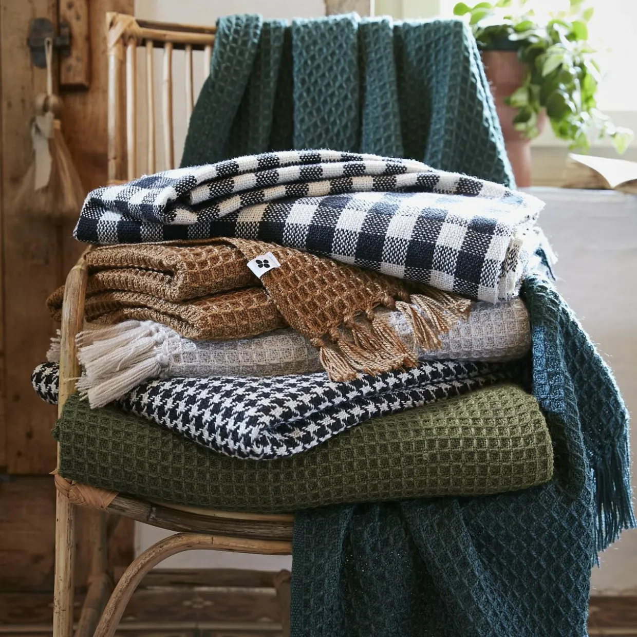 Plaid canapé matière recyclée (180 x 220 cm) Gabin Vert thym