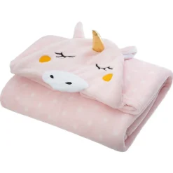Plaid à capuche enfant (100 x 140 cm) Licorne Rose