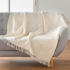 Plaid coton doux (125 x 150 cm) Ziggy Ecru