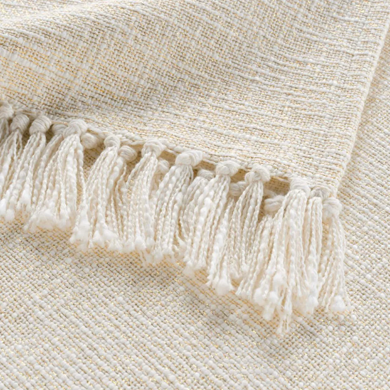 Plaid coton doux (125 x 150 cm) Ziggy Ecru