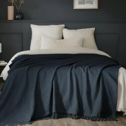 Plaid coton (180 x 220 cm) Sixtine Bleu nuit