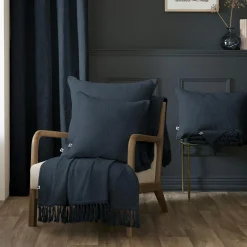 Plaid coton (180 x 220 cm) Sixtine Bleu nuit