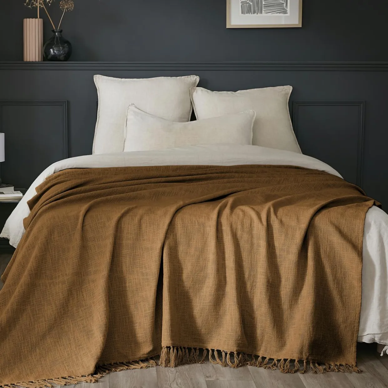 Plaid coton (180 x 220 cm) Sixtine Camel
