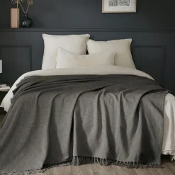 Plaid coton (130 x 160 cm) Sixtine Gris ardoise
