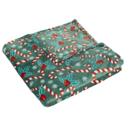 Plaid de Noël (130 x 180 cm) Houx et sucre d'orge