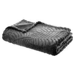 Plaid doux (150 cm) 3D Feuille Gris