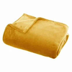 Plaid doux (180 cm) Tendresse flanel Jaune ocre