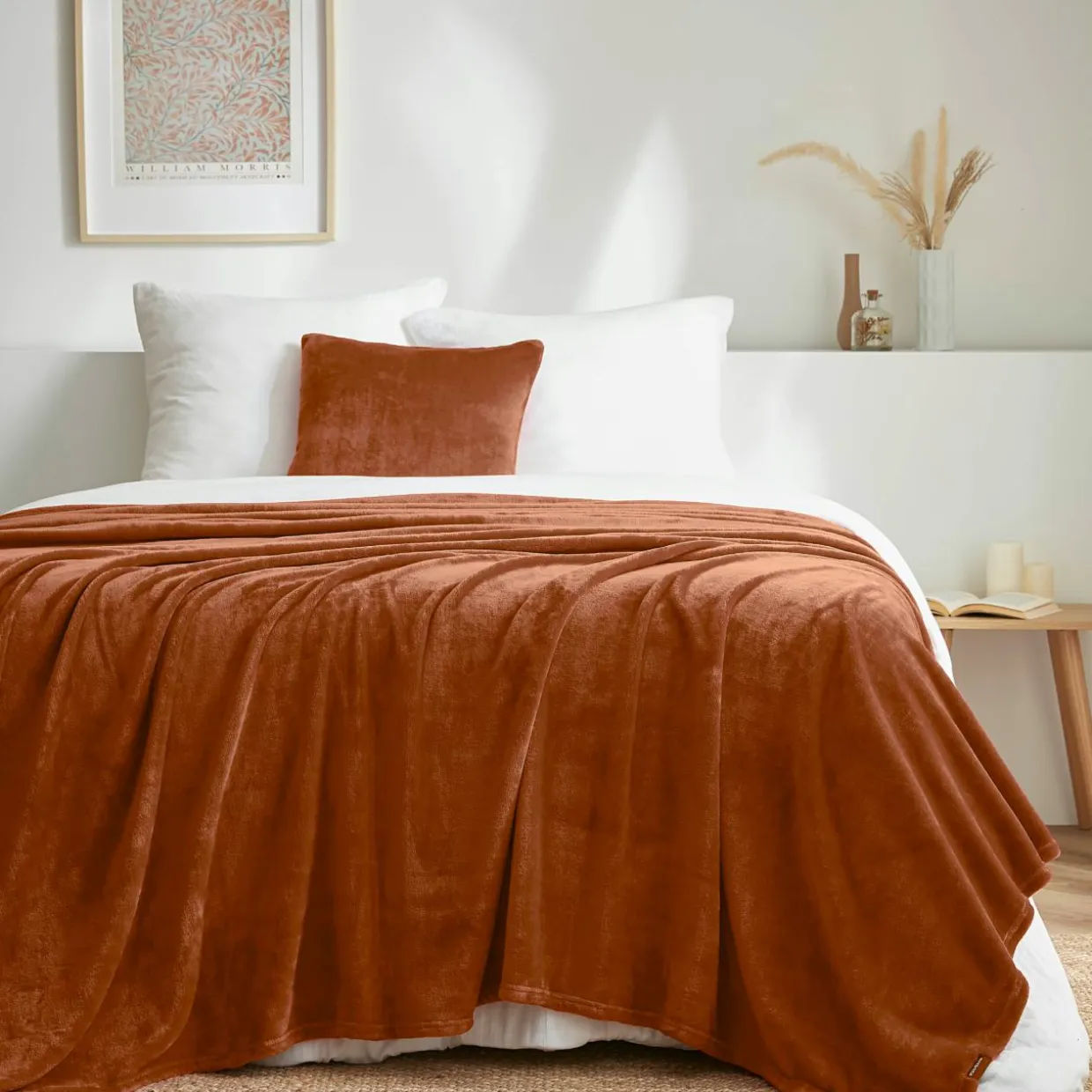 Plaid doux flanelle (220 x 240 cm) Didou Cuivre