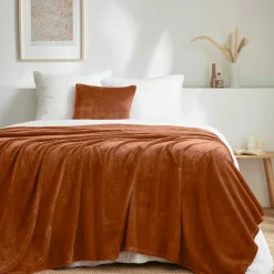 Plaid doux flanelle (180 x 230 cm) Didou Cuivre