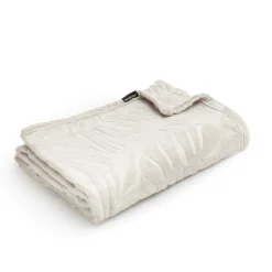 Plaid doux flanelle (130 x 180 cm) Flore Ecru