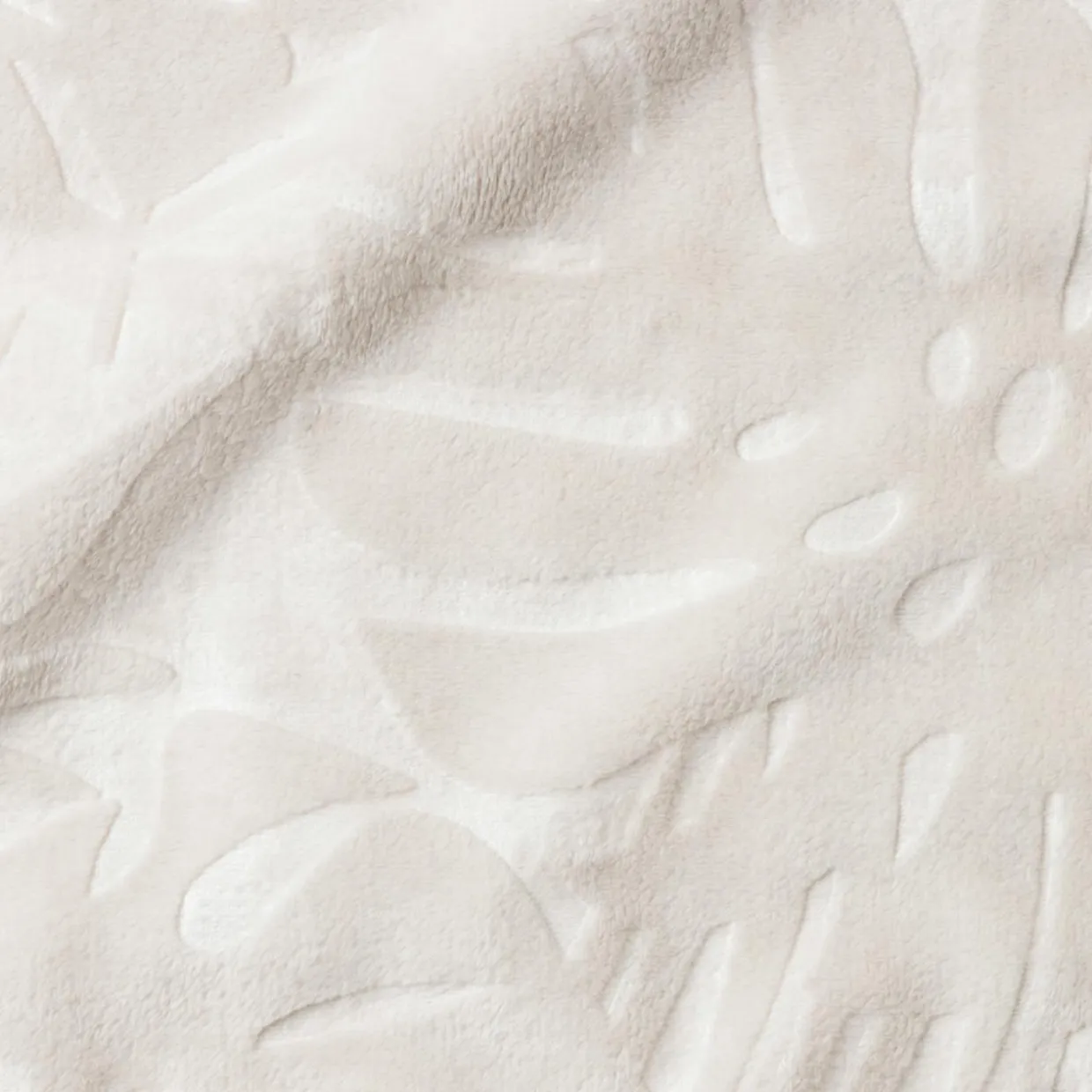 Plaid doux flanelle (125 x 150 cm) Flore Ecru