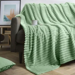Plaid doux (180 x 220 cm) Dune Vert sauge