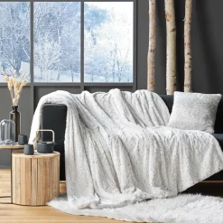Plaid fausse fourrure (180 x 220 cm) Alaska Ecru