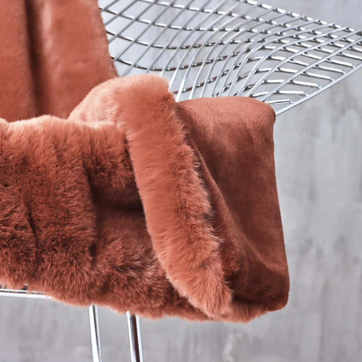 Plaid fausse fourrure (140 x 200 cm) Finn Terracotta