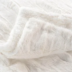 Plaid fausse fourrure (125 x 150 cm) Foxy Ecru