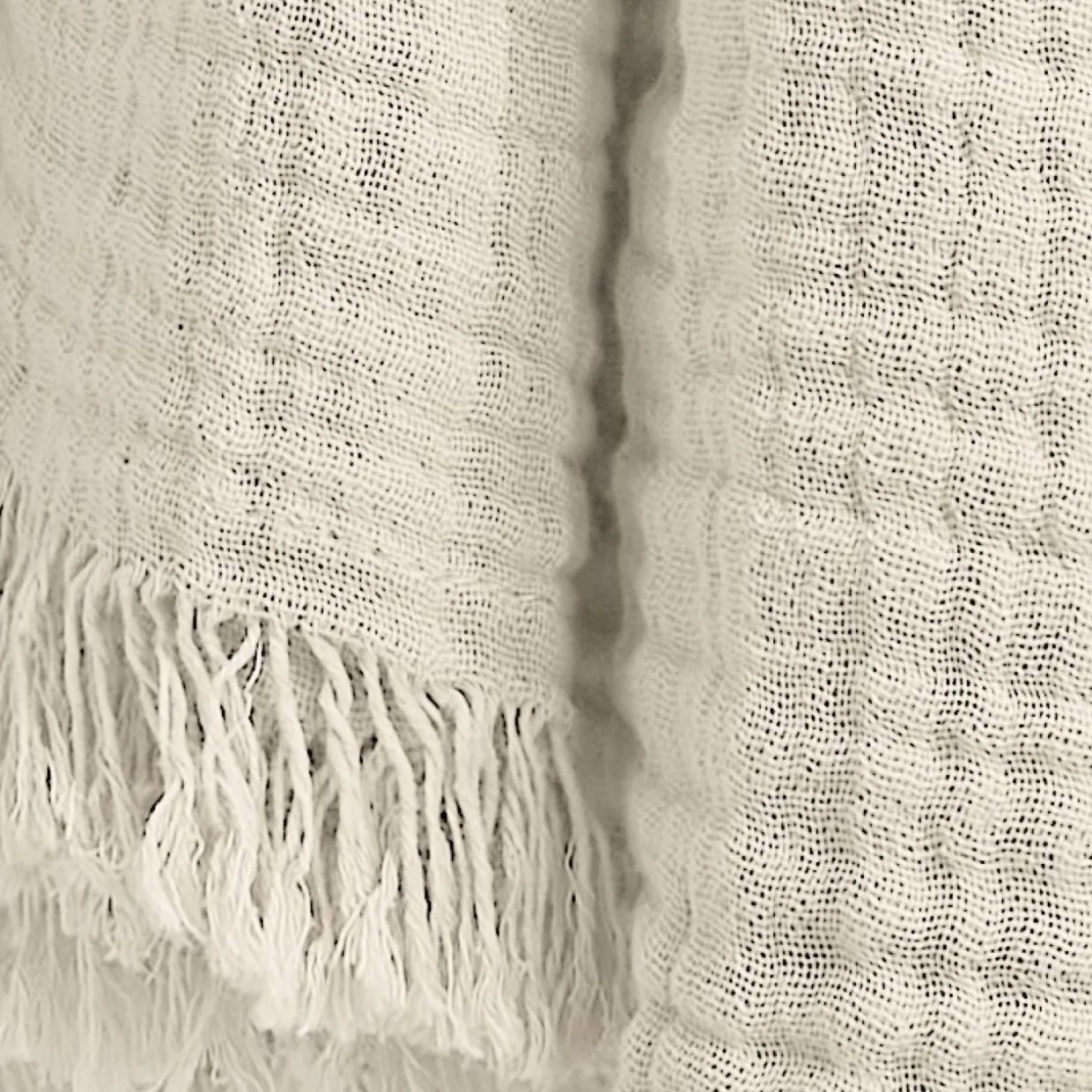 Plaid gaze de coton (130 x 160 cm) Gaïa Beige pampa