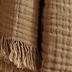 Plaid gaze de coton (130 x 160 cm) Gaïa Camel