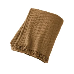 Plaid gaze de coton (180 x 220 cm) Gaïa Camel