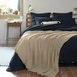 Plaid gaze de coton (180 x 220 cm) Gaïa Ficelle