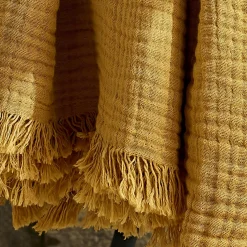 Plaid gaze de coton (130 x 160 cm) Gaïa Jaune safran