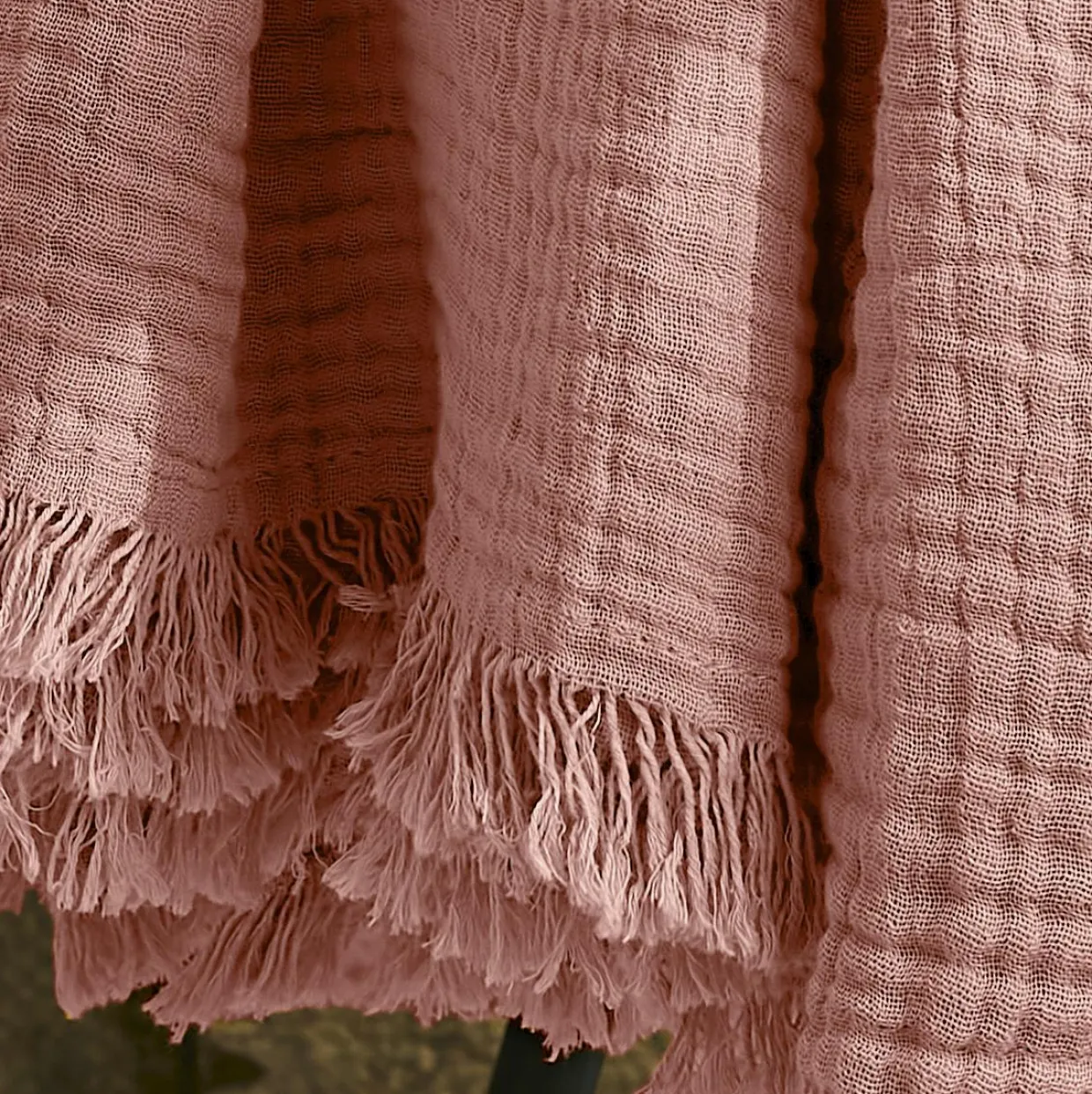 Plaid gaze de coton (180 x 220 cm) Gaïa Rose pêche