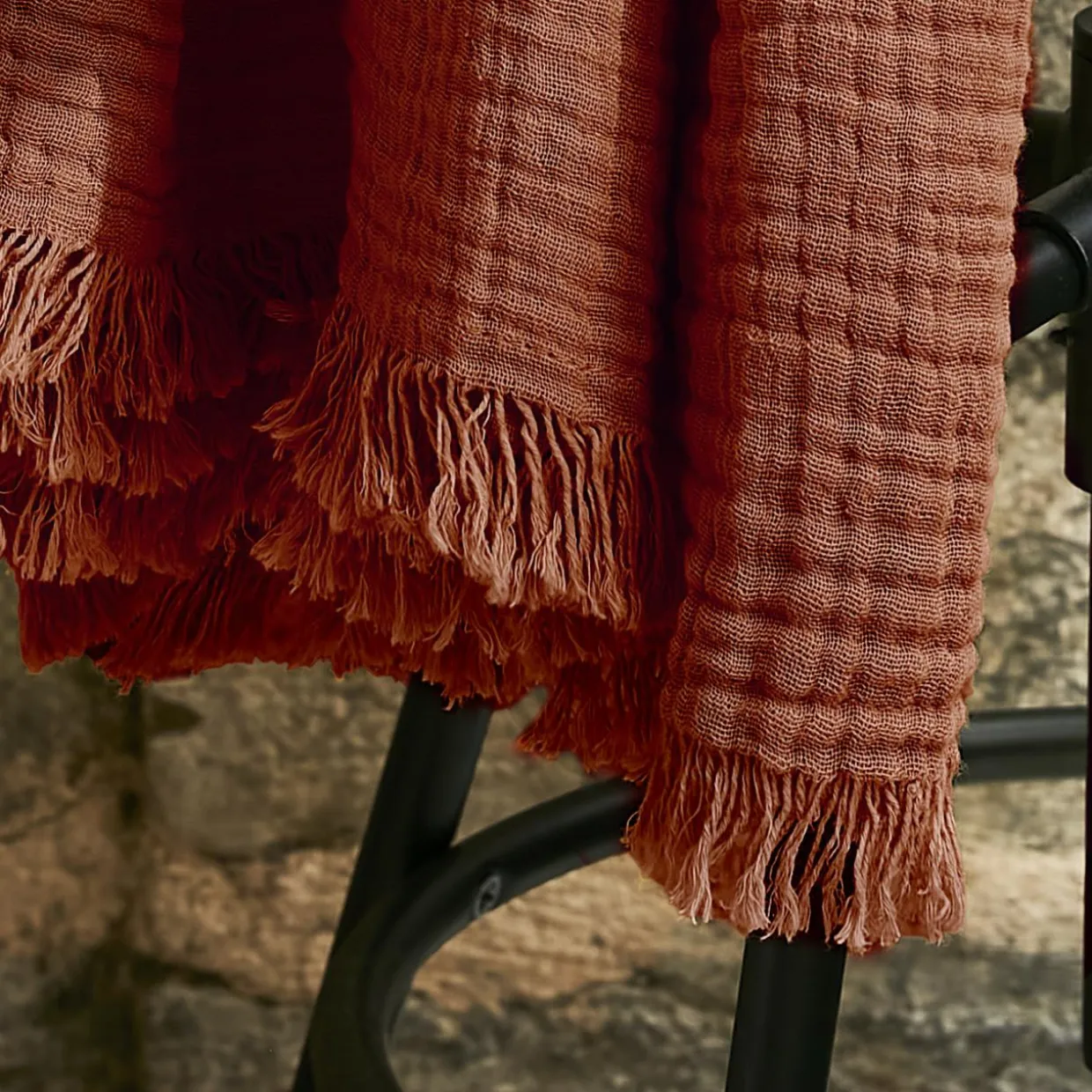 Plaid gaze de coton (130 x 160 cm) Gaïa Terracotta