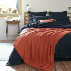 Plaid gaze de coton (180 x 220 cm) Gaïa Terracotta