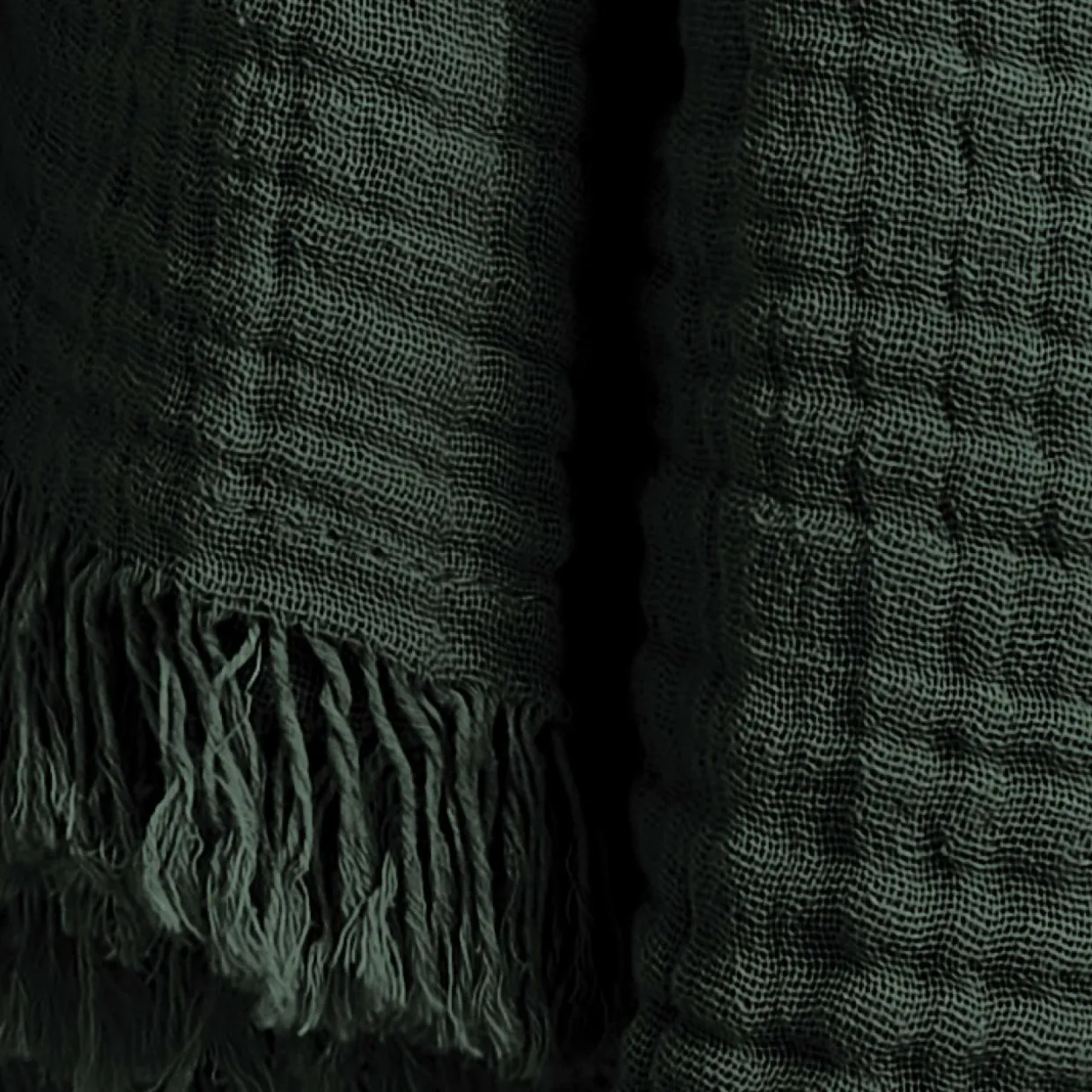 Plaid gaze de coton (180 x 220 cm) Gaïa Vert sapin