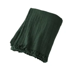 Plaid gaze de coton (180 x 220 cm) Gaïa Vert sapin