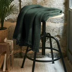 Plaid gaze de coton (130 x 160 cm) Gaïa Vert sapin