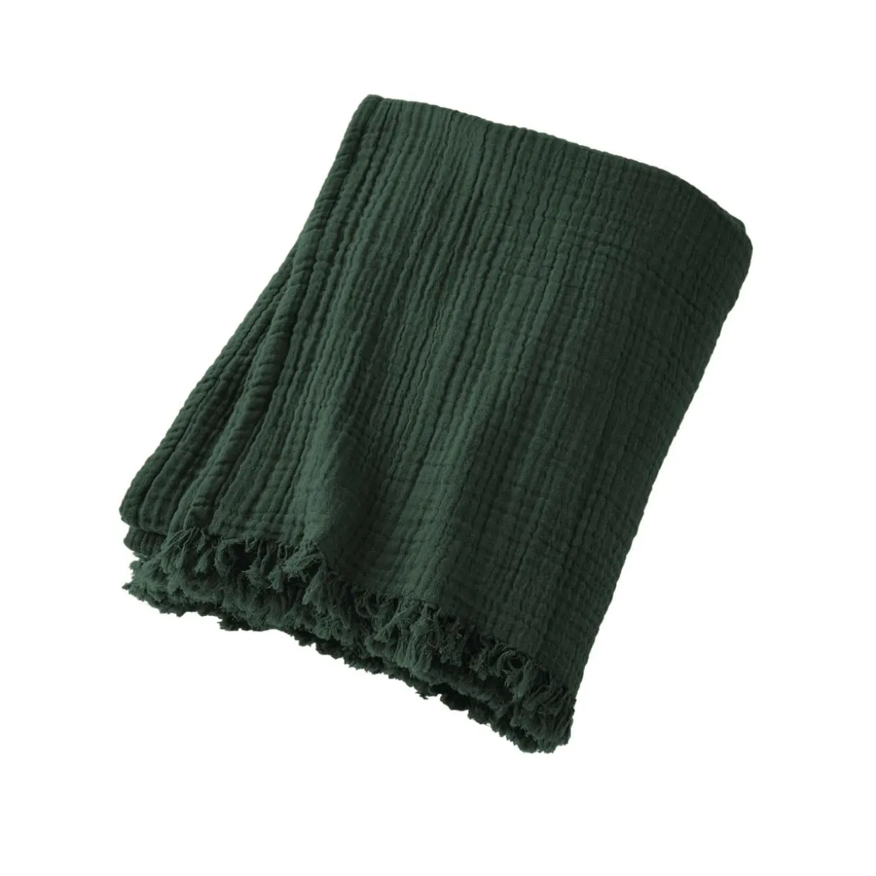 Plaid gaze de coton (130 x 160 cm) Gaïa Vert sapin