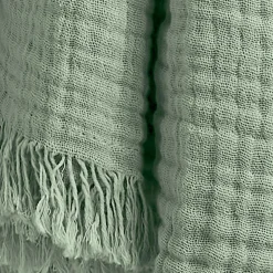 Plaid gaze de coton (130 x 160 cm) Gaïa Vert eucalyptus