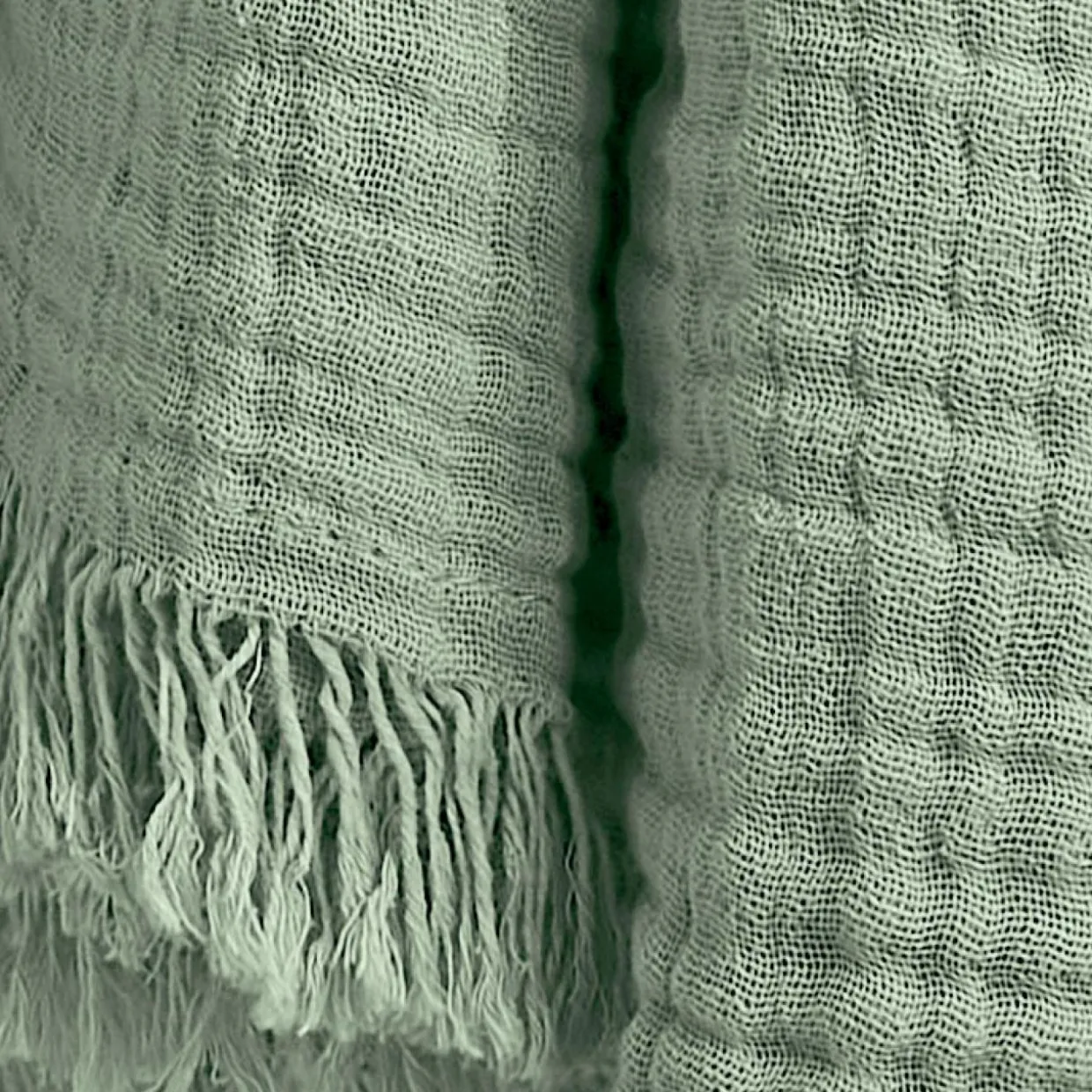Plaid gaze de coton (180 x 220 cm) Gaïa Vert eucalyptus